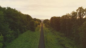 De goederentrein draagt een elektrische locomotief door windende spoorwegen met twee kanten met spoorweg kruisend dichte bos4k stock footage De goederentrein draagt een elektrische locomotief door windende spoorwegen met twee kanten met spoorweg kruisend dichte bos4k stock footage