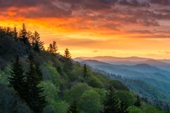 De Great Smoky Mountains de lever de soleil paysage scénique Gatlinbu dehors De Great Smoky Mountains de lever de soleil paysage scénique Gatlinbu dehors