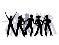 De groep van het silhouet mensen het dansen royalty-vrije illustratie De groep van het silhouet mensen het dansen royalty-vrije illustratie