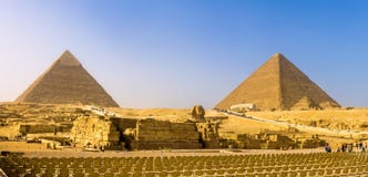 De Grote Sfinx en de Piramides van Giza Royalty-vrije Stock Foto De Grote Sfinx en de Piramides van Giza Royalty-vrije Stock Foto