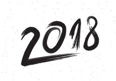 De hand getrokken van letters voorziende kaart van 2018 De Chinese verf van de kalligrafieborstel voor het Gelukkige Nieuwjaar va royalty-vrije illustratie De hand getrokken van letters voorziende kaart van 2018 De Chinese verf van de kalligrafieborstel voor het Gelukkige Nieuwjaar va royalty-vrije illustratie