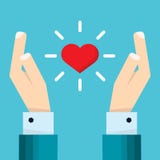 De hand van zakenman houdt een hart drijvend tussen twee handen vector illustratie De hand van zakenman houdt een hart drijvend tussen twee handen vector illustratie