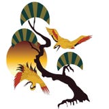 De herfstlandschap met kranen stock illustratie De herfstlandschap met kranen stock illustratie