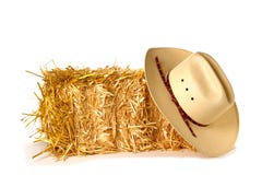 De Hoed van de cowboy en de baal van het Stro stock afbeelding De Hoed van de cowboy en de baal van het Stro stock afbeelding