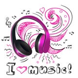 De hoofdtelefoons van de muziekkrabbel royalty-vrije illustratie De hoofdtelefoons van de muziekkrabbel royalty-vrije illustratie