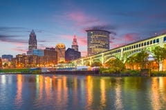 De Horizon van Cleveland, Ohio, de V.S. stock afbeelding De Horizon van Cleveland, Ohio, de V.S. stock afbeelding