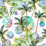 De illustratie van de waterverfkunst: palm, krabbel, grunge texturen, geometrische, minimale elementen vector illustratie De illustratie van de waterverfkunst: palm, krabbel, grunge texturen, geometrische, minimale elementen vector illustratie