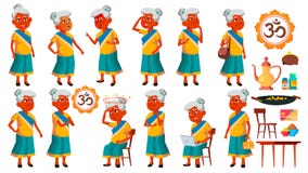De Indische Oude Vrouw stelt Vastgestelde Vector Bejaarde mensen Hogere persoon oud Actieve Grootouder vreugde Presentatie, Druk royalty-vrije illustratie De Indische Oude Vrouw stelt Vastgestelde Vector Bejaarde mensen Hogere persoon oud Actieve Grootouder vreugde Presentatie, Druk royalty-vrije illustratie