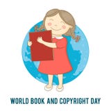 De internationale Kinderen boeken Dag Vectorillustratie van een Meisje met een boek vector illustratie De internationale Kinderen boeken Dag Vectorillustratie van een Meisje met een boek vector illustratie