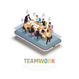 De Isometrische Samenstelling van de groepswerksamenwerking stock illustratie De Isometrische Samenstelling van de groepswerksamenwerking stock illustratie
