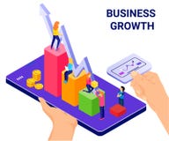 De isometrische technologie die van het Kunstwerkconcept de ondernemingen helpen te groeien vector illustratie De isometrische technologie die van het Kunstwerkconcept de ondernemingen helpen te groeien vector illustratie