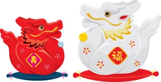 De Japanse Chinese gelukkige Draak verfraait reeks stock illustratie De Japanse Chinese gelukkige Draak verfraait reeks stock illustratie