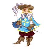 De jongen kleedde zich als musketier voor Kerstmis stock illustratie De jongen kleedde zich als musketier voor Kerstmis stock illustratie