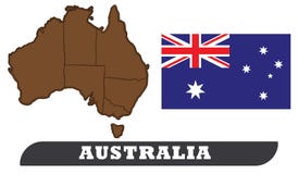 De kaart en de vlag van Australië vector illustratie De kaart en de vlag van Australië vector illustratie