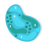 De kaart van de golfcursus Plan van het gebied stock illustratie De kaart van de golfcursus Plan van het gebied stock illustratie