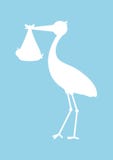 De Kaart van de jongensbaby met Ooievaarssilhouet vector illustratie De Kaart van de jongensbaby met Ooievaarssilhouet vector illustratie