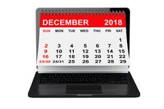 De kalender van december 2018 over laptop het scherm het 3d teruggeven stock illustratie De kalender van december 2018 over laptop het scherm het 3d teruggeven stock illustratie