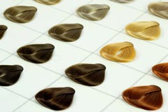 De kleurensteekproeven van het haar stock foto's De kleurensteekproeven van het haar stock foto's