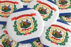 De Knopen van de Staat van de V.S.: Stapel van 3d illustratie van het Westenvirginia flag badges stock illustratie De Knopen van de Staat van de V.S.: Stapel van 3d illustratie van het Westenvirginia flag badges stock illustratie