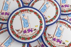 De Knopen van de Staat van de V.S.: Stapel van 3d illustratie van Virginia Flag Badges vector illustratie De Knopen van de Staat van de V.S.: Stapel van 3d illustratie van Virginia Flag Badges vector illustratie