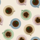 De koppen naadloos patroon van de thee en van de koffie Hoogste Meningsillustratie stock illustratie De koppen naadloos patroon van de thee en van de koffie Hoogste Meningsillustratie stock illustratie