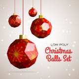 De lage poly vrolijke vectorillustratie van Kerstmisballen Royalty-vrije Stock Foto's De lage poly vrolijke vectorillustratie van Kerstmisballen Royalty-vrije Stock Foto's
