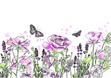 De lavendel nam van de bloem vectorkaart purple als achtergrond toe royalty-vrije illustratie De lavendel nam van de bloem vectorkaart purple als achtergrond toe royalty-vrije illustratie