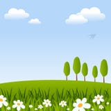 De lenteachtergrond met Bloemen & Bomen vector illustratie De lenteachtergrond met Bloemen & Bomen vector illustratie