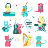 De leuke grappige geïsoleerde illustratie van muziekkatten vector royalty-vrije illustratie De leuke grappige geïsoleerde illustratie van muziekkatten vector royalty-vrije illustratie