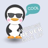 De Leuke Koele pinguïn van de groetkaart vector illustratie De Leuke Koele pinguïn van de groetkaart vector illustratie