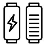 De lijnpictogram van de batterijlading Volledige lasten vectordieillustratie op wit wordt geïsoleerd De stijlontwerp van het ener vector illustratie De lijnpictogram van de batterijlading Volledige lasten vectordieillustratie op wit wordt geïsoleerd De stijlontwerp van het ener vector illustratie