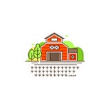 De lijnpictogram van de landbouwbedrijfschuur met ontkiemend gebied met spruiten vectordieillustratie op witte achtergrond wordt royalty-vrije illustratie De lijnpictogram van de landbouwbedrijfschuur met ontkiemend gebied met spruiten vectordieillustratie op witte achtergrond wordt royalty-vrije illustratie