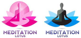 De lotusbloemembleem van de yogameditatie vector illustratie De lotusbloemembleem van de yogameditatie vector illustratie