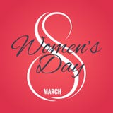 8 de marzo logotipo Tarjeta para mujer del día en fondo rojo ilustración del vector 8 de marzo logotipo Tarjeta para mujer del día en fondo rojo ilustración del vector
