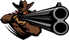 De Mascotte die van de cowboy de Illustratie van het Jachtgeweer streeft royalty-vrije illustratie De Mascotte die van de cowboy de Illustratie van het Jachtgeweer streeft royalty-vrije illustratie