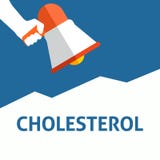 De Megafoon van de handholding met CHOLESTEROLaankondiging stock illustratie De Megafoon van de handholding met CHOLESTEROLaankondiging stock illustratie