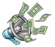 De Megafoonconcept van het beeldverhaalgeld vector illustratie De Megafoonconcept van het beeldverhaalgeld vector illustratie