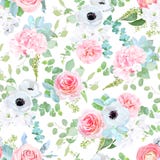 De mengeling van het fantasiehuwelijk van bloemen en installaties naadloze druk royalty-vrije illustratie De mengeling van het fantasiehuwelijk van bloemen en installaties naadloze druk royalty-vrije illustratie