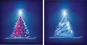 De moderne illustratie van de kerstboom in blauw vector illustratie De moderne illustratie van de kerstboom in blauw vector illustratie