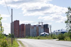 De moderne landelijke mensen van het flatgebouw buitencement, stock afbeelding De moderne landelijke mensen van het flatgebouw buitencement, stock afbeelding