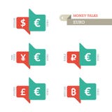 De muntsymbolen van Yen Yuan Bitcoin Ruble Pound van de heersende stromings Euro Dollar boven en beneden teken Stock Fotografie De muntsymbolen van Yen Yuan Bitcoin Ruble Pound van de heersende stromings Euro Dollar boven en beneden teken Stock Fotografie