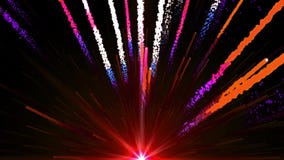 De naadloze Animatie van abstracte kleurrijke rood lichtvuurbol en het vuurwerk die in de hemel en met glanzend deeltje schieten vector illustratie De naadloze Animatie van abstracte kleurrijke rood lichtvuurbol en het vuurwerk die in de hemel en met glanzend deeltje schieten vector illustratie