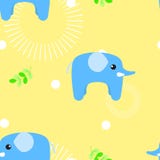 De naadloze leuke dierlijke het wild blauwe olifant met blad herhaalt patroon op gele achtergrond stock illustratie De naadloze leuke dierlijke het wild blauwe olifant met blad herhaalt patroon op gele achtergrond stock illustratie