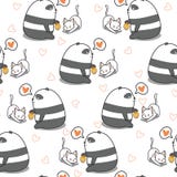 De naadloze panda voedt kattenpatroon vector illustratie De naadloze panda voedt kattenpatroon vector illustratie