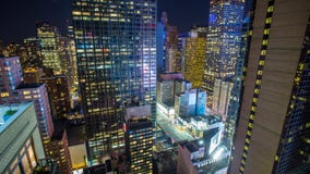 De New York Manhattan de gratte-ciel nuit carrée Timelapse parfois banque de vidéos De New York Manhattan de gratte-ciel nuit carrée Timelapse parfois banque de vidéos