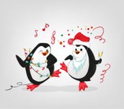 De nieuwe karakters van de de pinguïnenpartij van de jaarviering vector illustratie De nieuwe karakters van de de pinguïnenpartij van de jaarviering vector illustratie