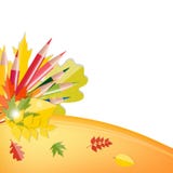 De nouveau au fond d'école avec des feuilles et des crayons illustration de vecteur De nouveau au fond d'école avec des feuilles et des crayons illustration de vecteur