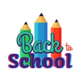 De nouveau à l'affiche d'école avec trois crayons colorés illustration libre de droits De nouveau à l'affiche d'école avec trois crayons colorés illustration libre de droits