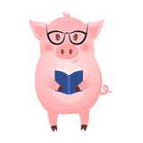 De nouveau à l'école, porc heureux sur le fond blanc illustration de vecteur De nouveau à l'école, porc heureux sur le fond blanc illustration de vecteur