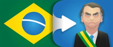 18 de octubre de 2018 - caricatura de Jair Bolsonaro El Brasil da vuelta a la derecha ilustración del vector 18 de octubre de 2018 - caricatura de Jair Bolsonaro El Brasil da vuelta a la derecha ilustración del vector